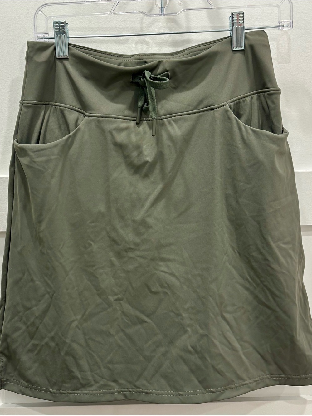 Olive Green Women's Skort with Drawstring Waist and Built In Shorts